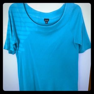 Turquoise, boat neck top